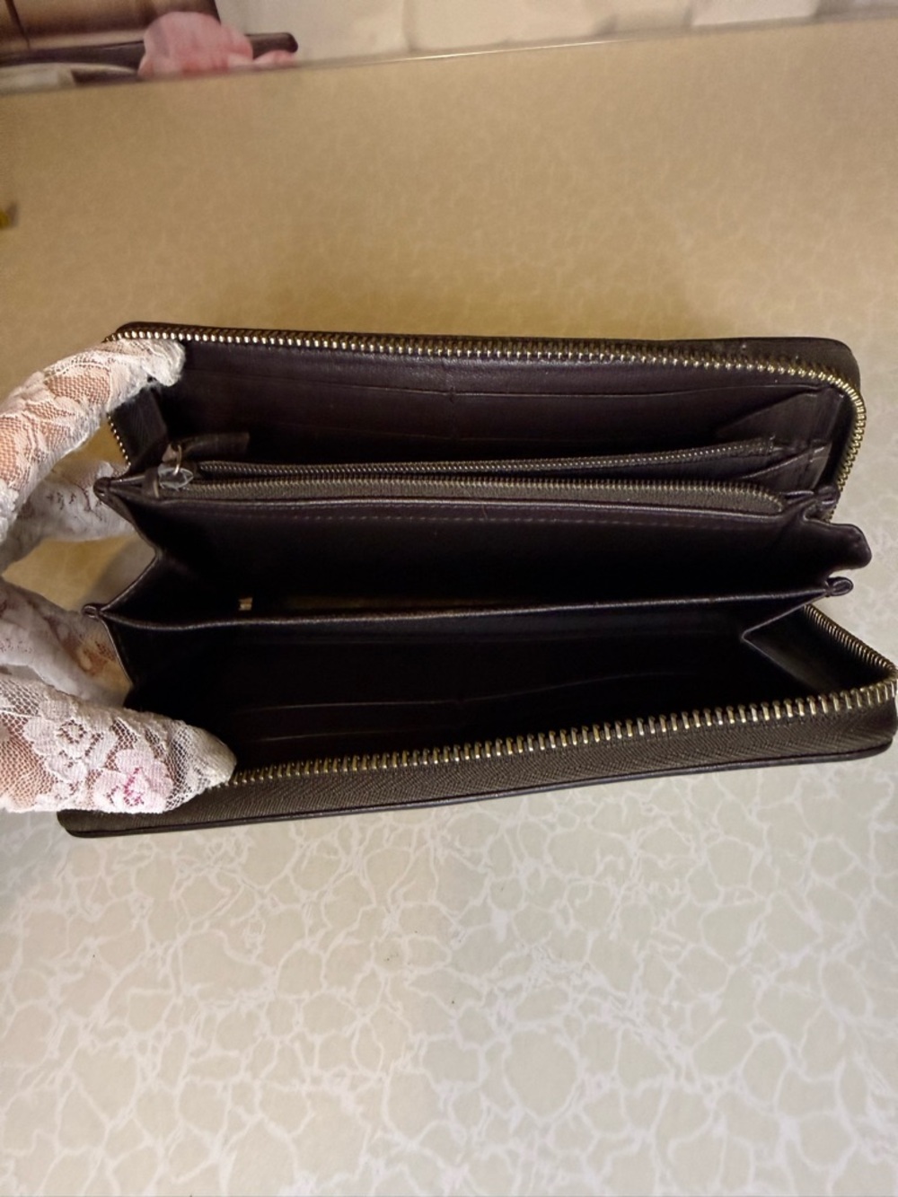 Project Wallet Gucci Monogram Zip Around Wallet in Brown - Picture 6 of 7